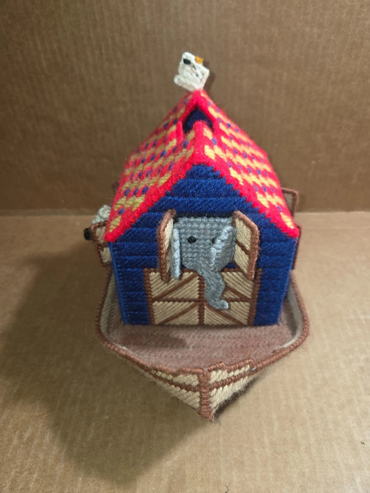 Tissue Box Holder Square Needlepoint Noahs Ark | eBay