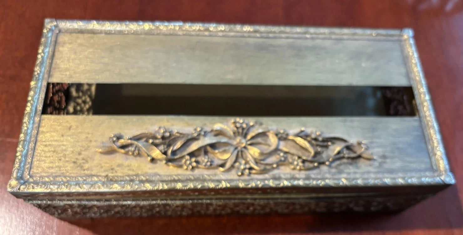 Vintage Brass Tone Filagree Hinged Tissue Box Cover | eBay