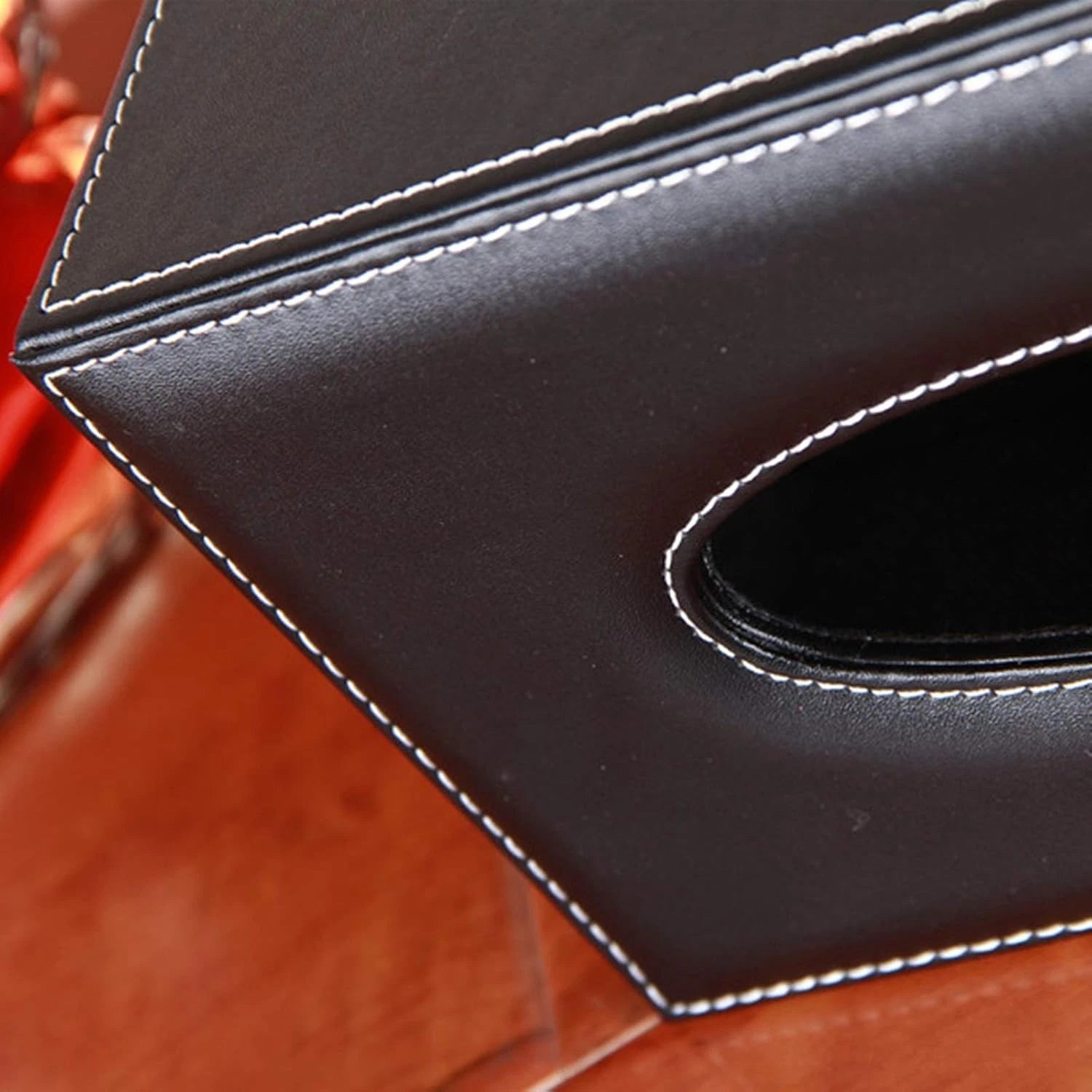 High End Fashion PU Leather Tissue Box Holder Black with Lid Rectangular Napkin | eBay