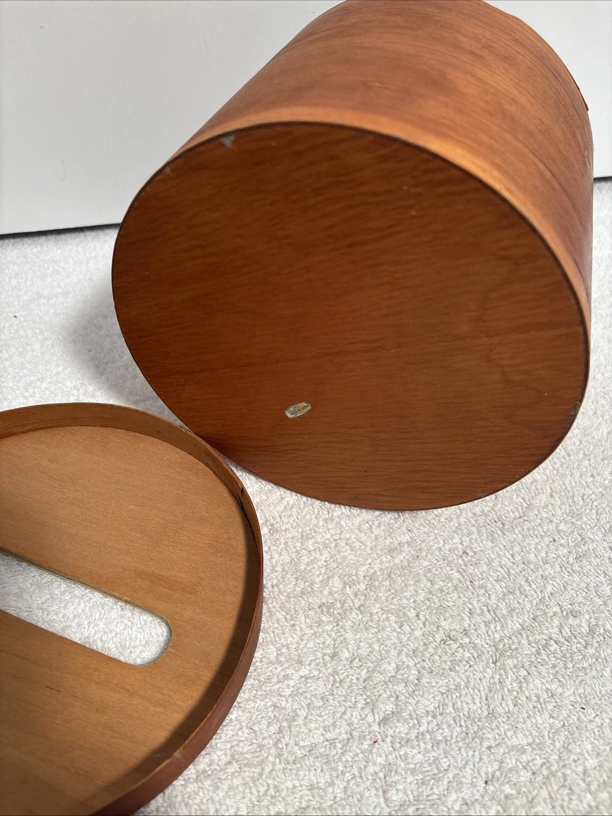 Shaker Style Round Salt Box Wood Tissue Holder Box w/Cover Vintage | eBay