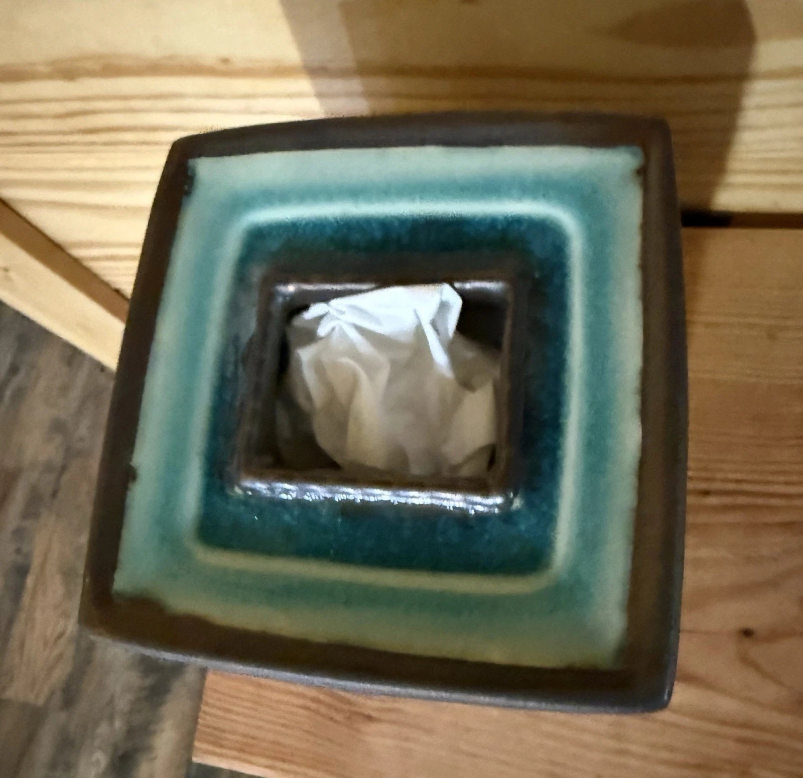 Kobe Ceramic Tissue Box Cover. Turquoise With Bronze Glaze. | eBay