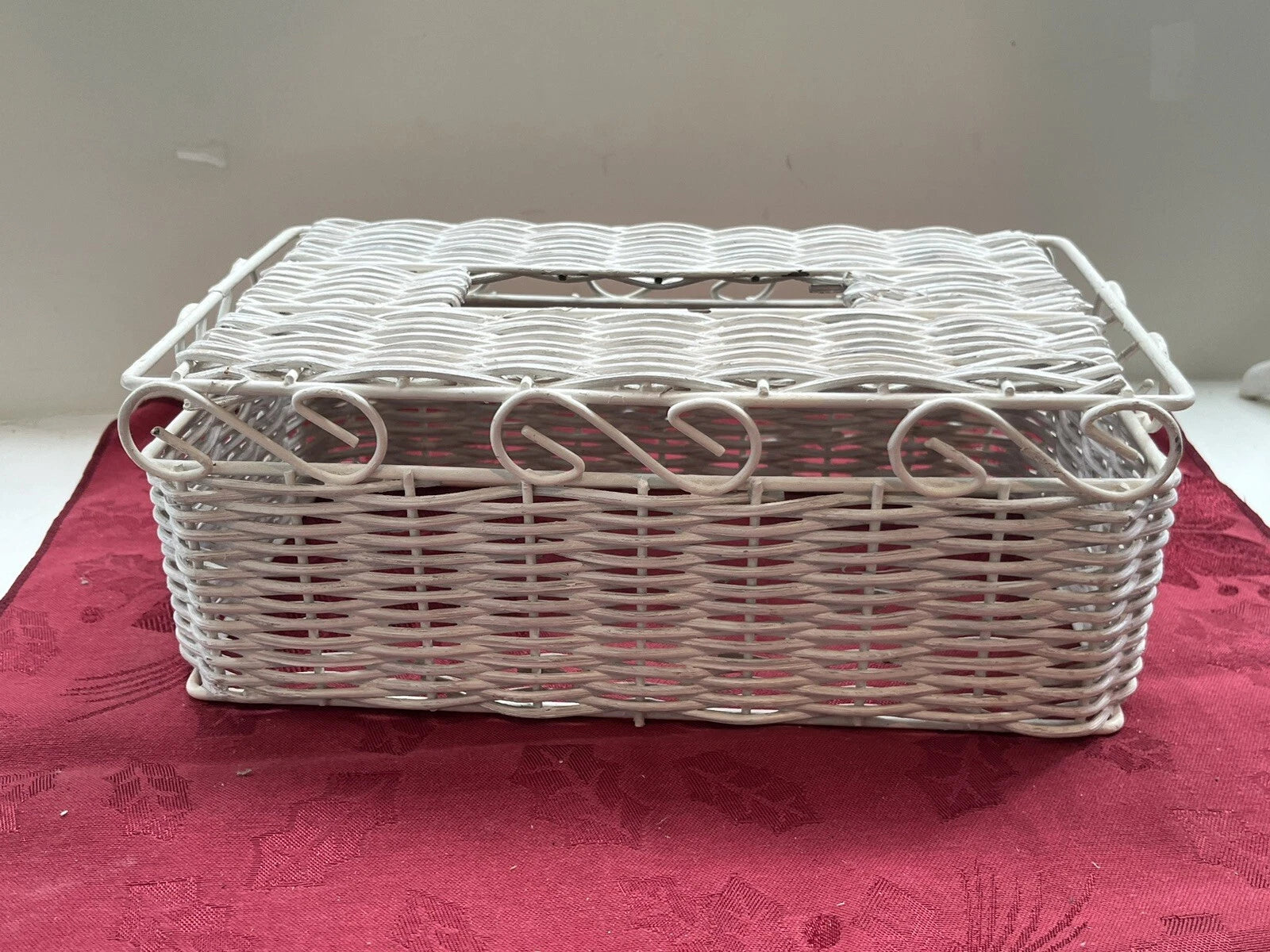 VTG MCM WHITE WICKER & METAL TISSUE BOX COVER 10.5x5.25x4 | eBay