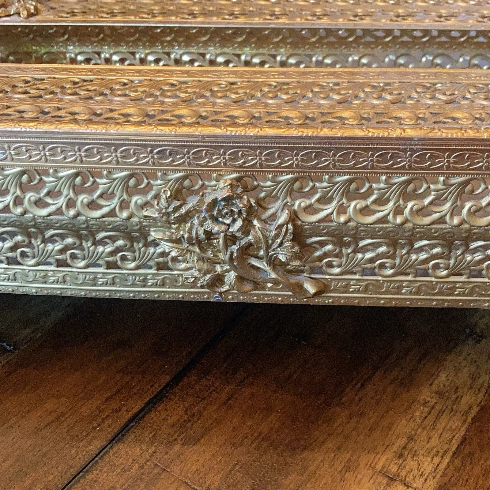 Vintage Brass Filigree Tissue Box Holder Floral Flower Roses Hollywood Regency | eBay