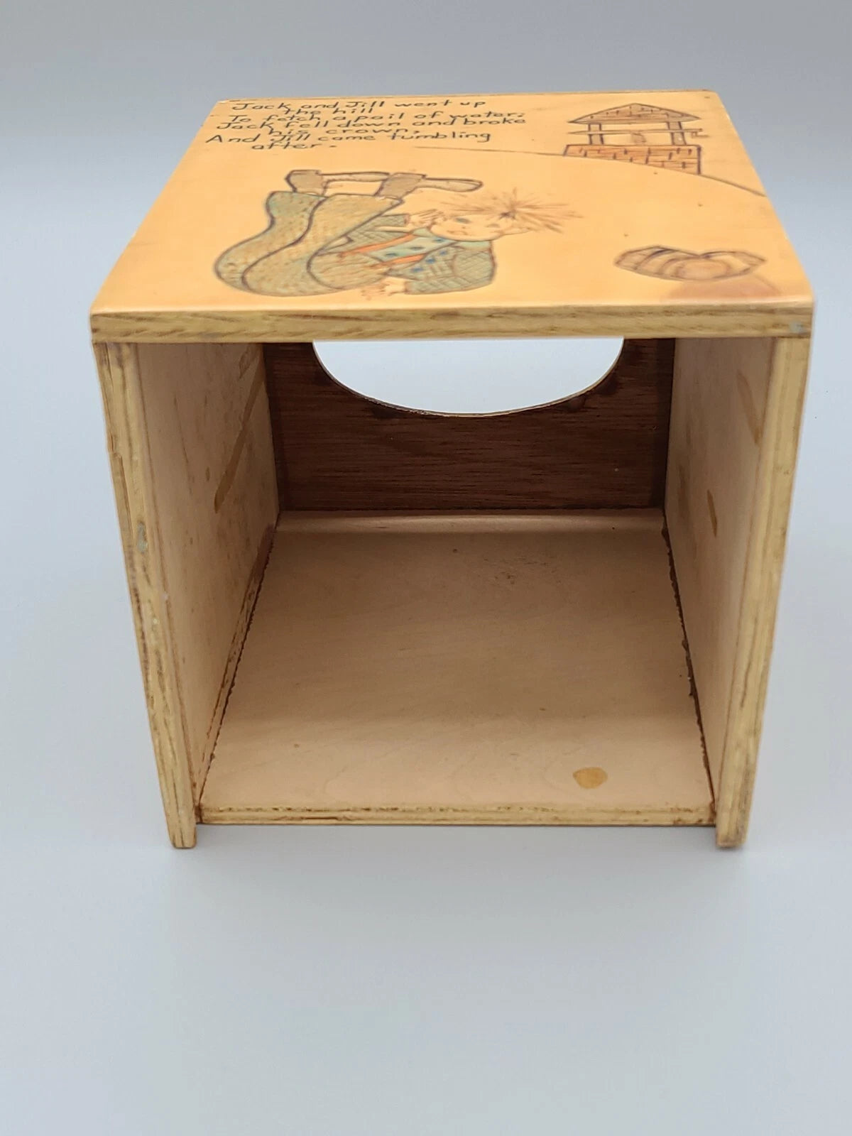 Vintage Wooden Tissue Box Holder Folk Art Handpainted 60/70s Nursery Rhymes | eBay