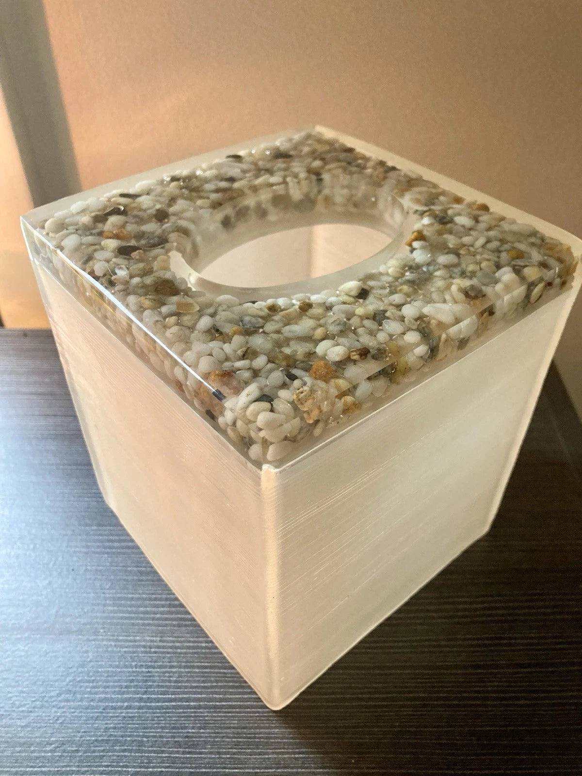 Vintage MCM Lucite Tissue Box Cover With Pebbles And Shells | eBay