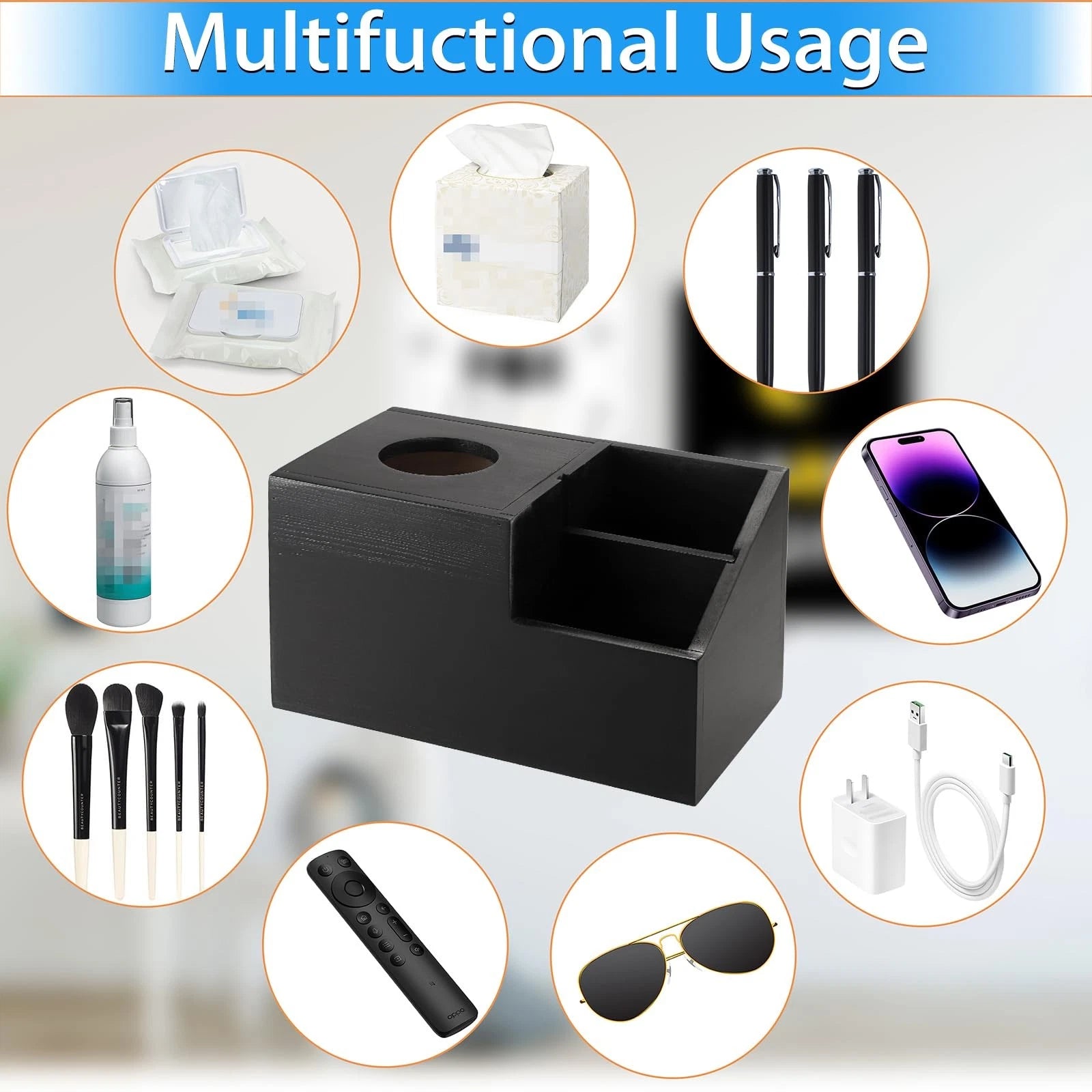 New Best Tissue Box Cover Square Wood with Hinged Lid MultiFunctional Holder | eBay