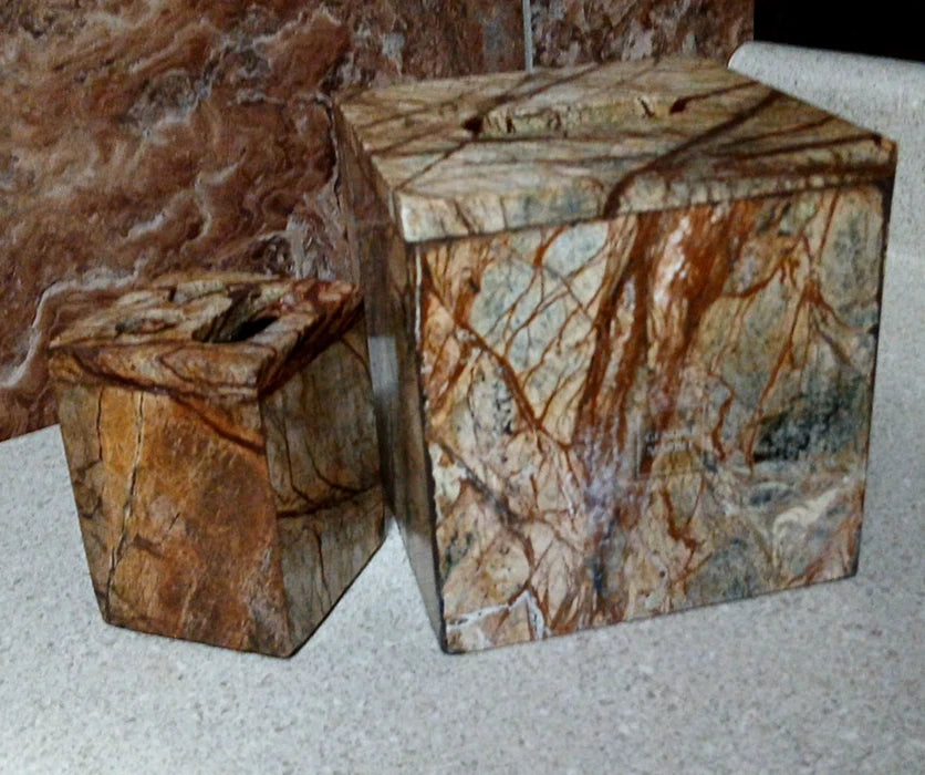 Solid Marble Brown Tan Tissue Cover w Toothbrush Holder | eBay