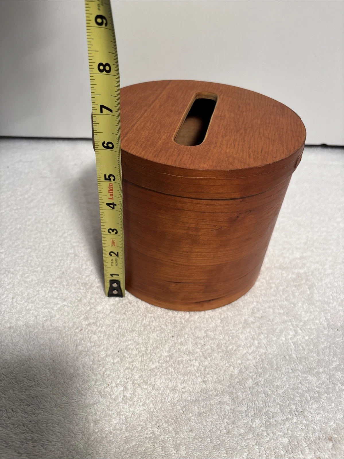 Shaker Style Round Salt Box Wood Tissue Holder Box w/Cover Vintage | eBay