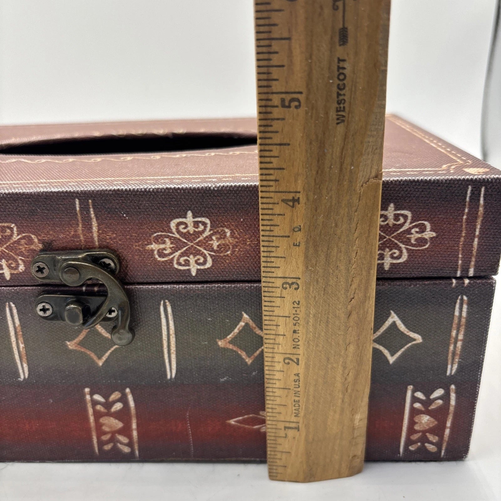 Faux Wood Book Shape Tissue Box Holder Rectangle Box With Metal Closure | eBay