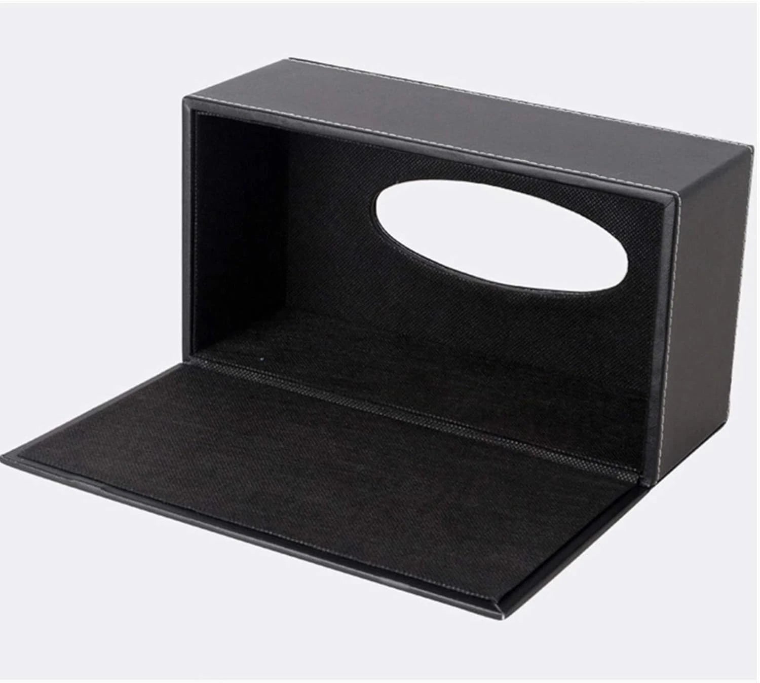 High End Fashion PU Leather Tissue Box Holder Black with Lid Rectangular Napkin | eBay