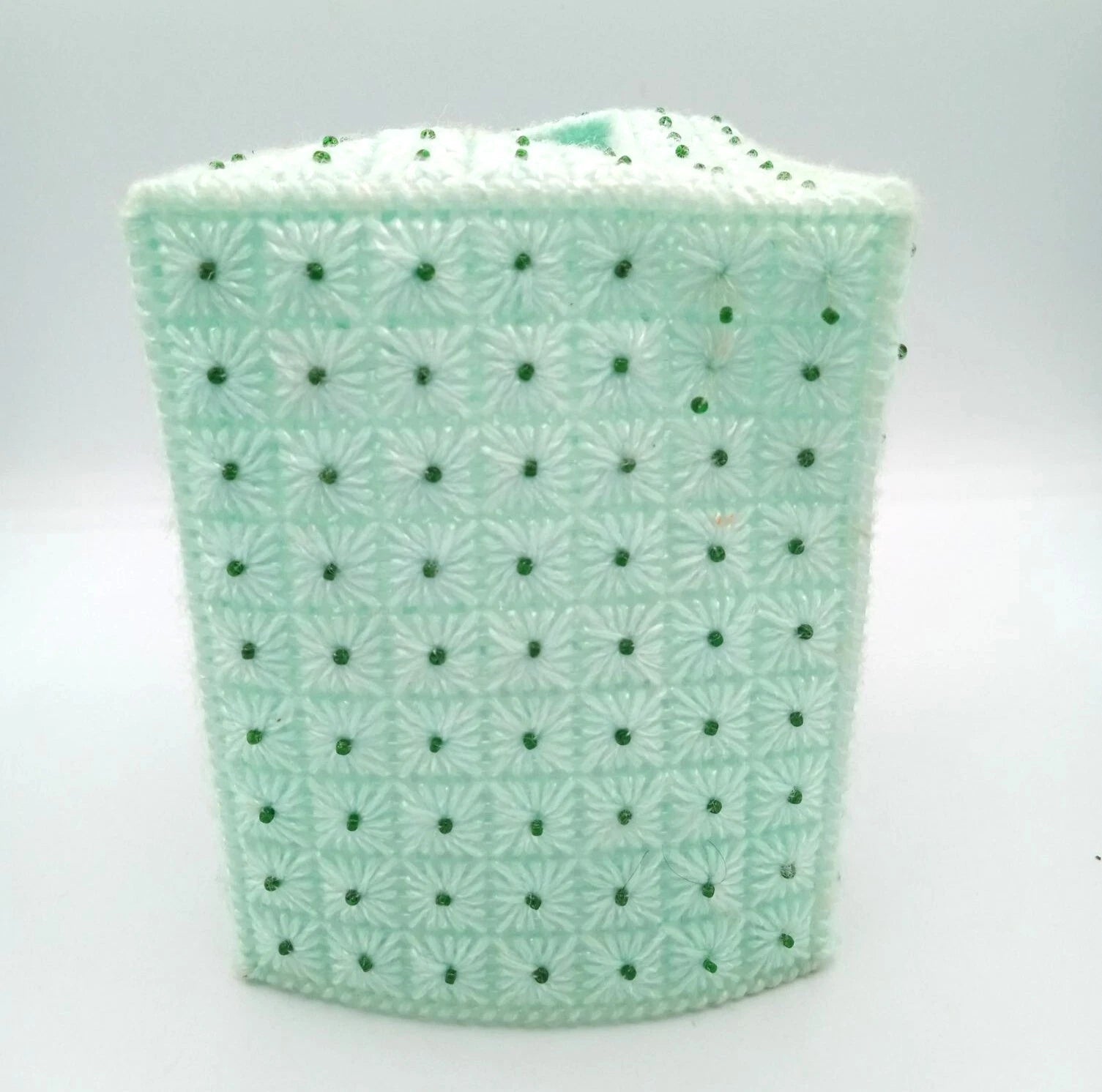 Tissue Box Cover Vintage Green Plastic Canvas Pattern 5.75 Inches Handmade | eBay