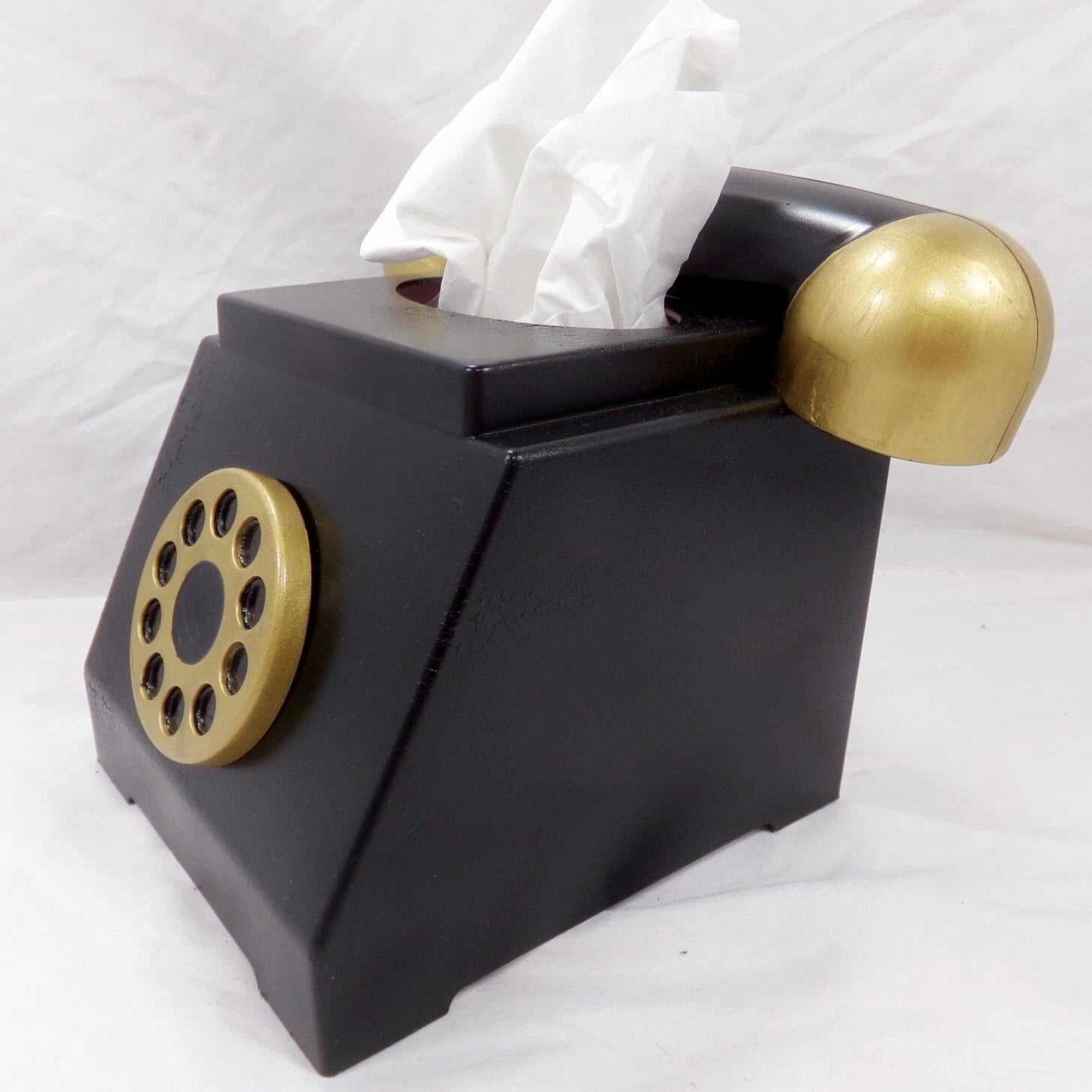 Old-Time Victorian Telephone Painted Tissue Box Cover Black Brass Steampunk | eBay