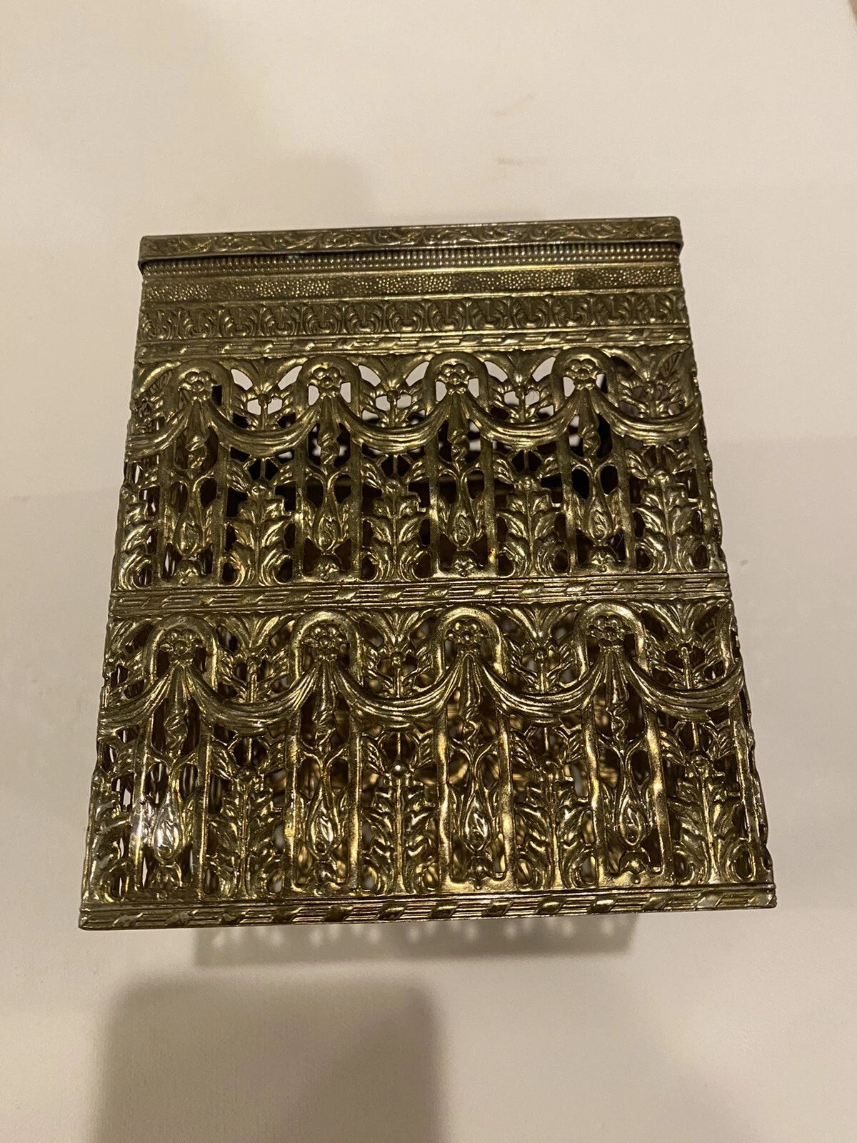 Vintage Hollywood Regency Tissue Box Holder Brass Filigree Square MCM Gold Tone | eBay