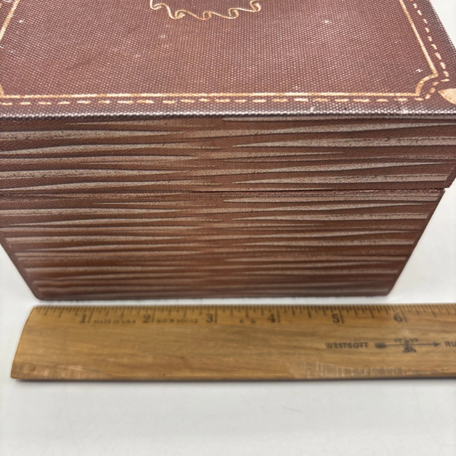 Faux Wood Book Shape Tissue Box Holder Rectangle Box With Metal Closure | eBay