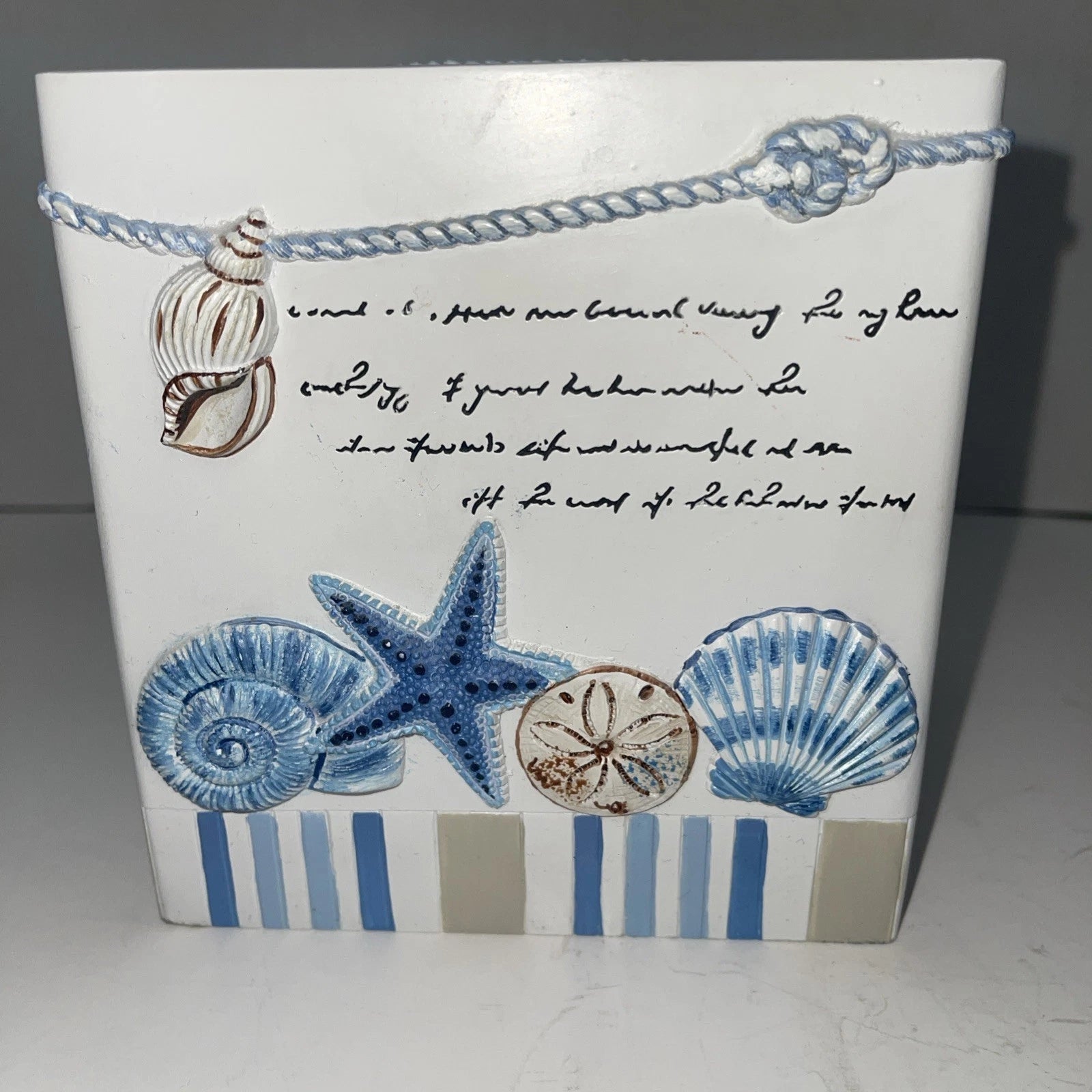 Avanti Linens Island View Tissue Box Cover Blue and Beige H 5 3/4"x D 5 1/4" | eBay