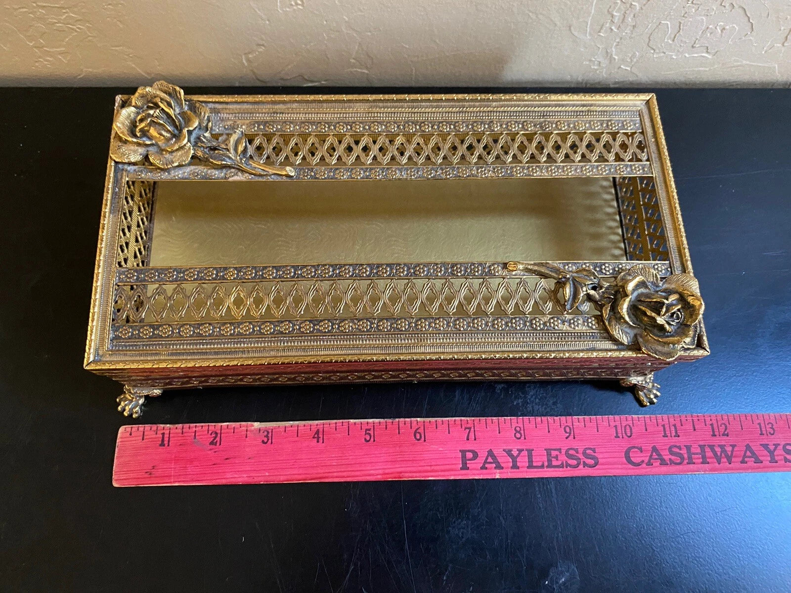 Vintage Brass Tissue Box Holder 1960s Gold Bathroom | eBay