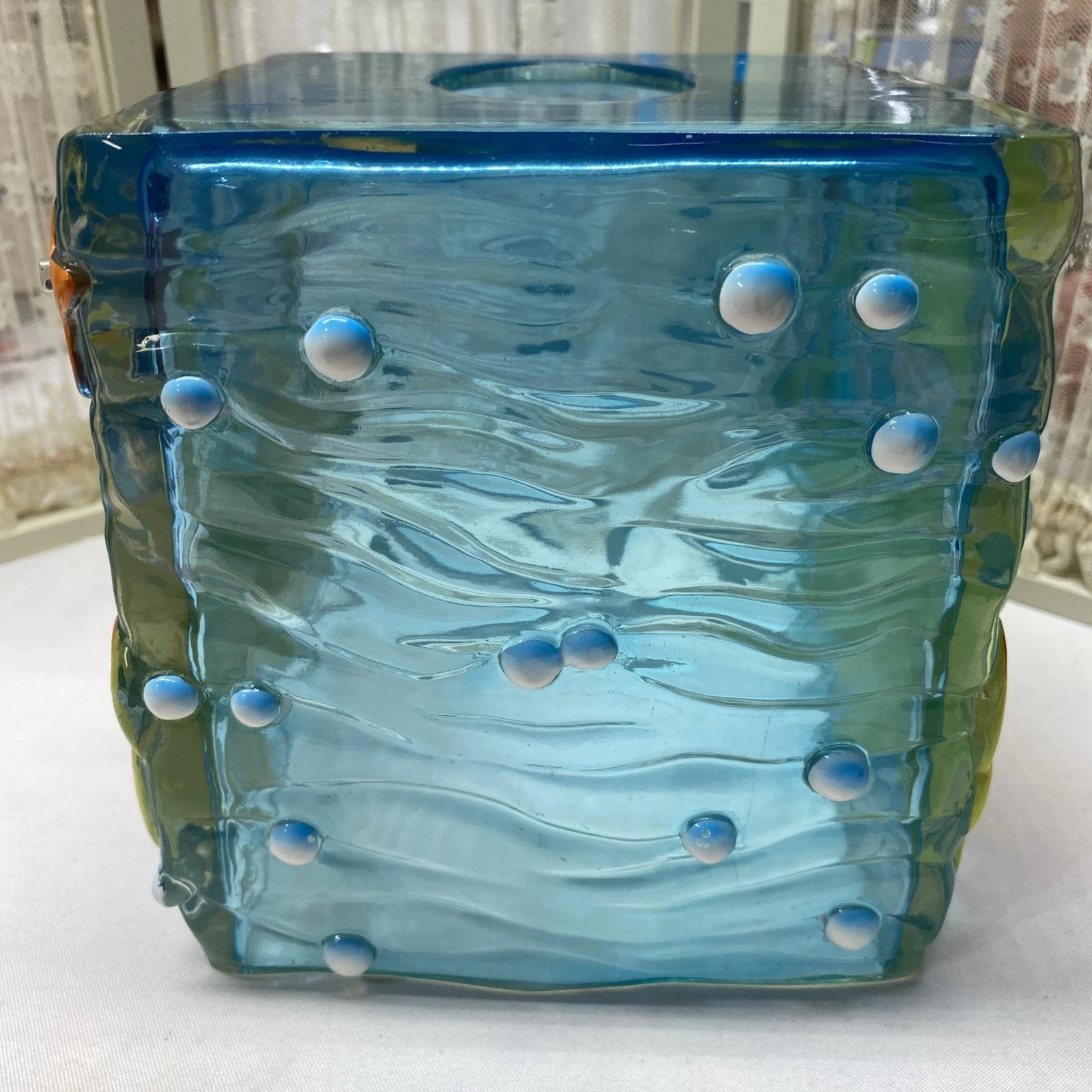 Blue Acrylic Red Crab Square Tissue Box Cover Underwater Starfish Bubbles | eBay