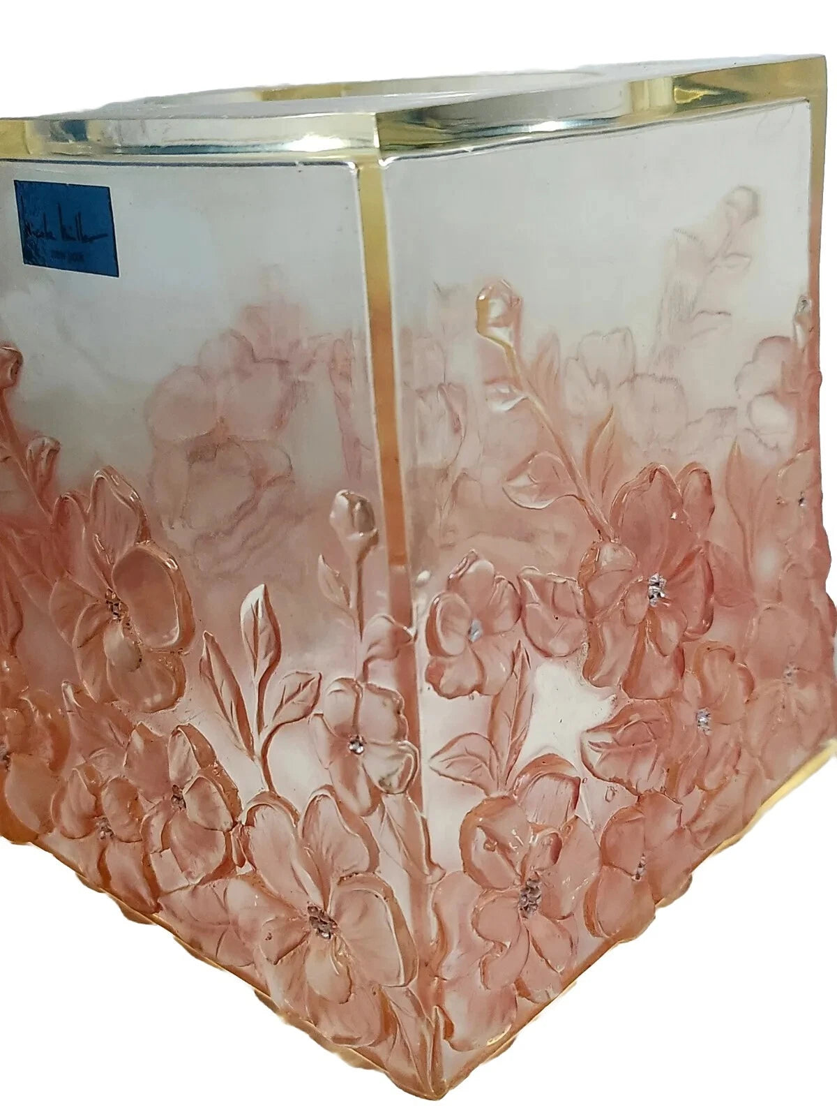 Nicole Miller Tissue Box Cover Pink With Beautiful Flowers | eBay