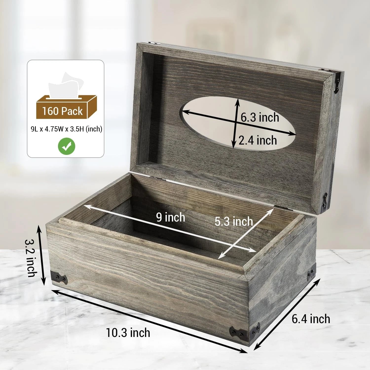MyGift Rustic Gray Wood Tissue Box Cover, Rectangular Bathroom Facial Tissue Box | eBay