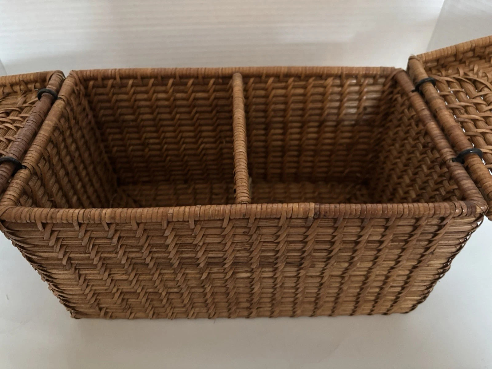 Wicker Tissue Box Double Holder Woven Rattan 6.5”T X 11”W X 6”D 2 Hinged Lids | eBay