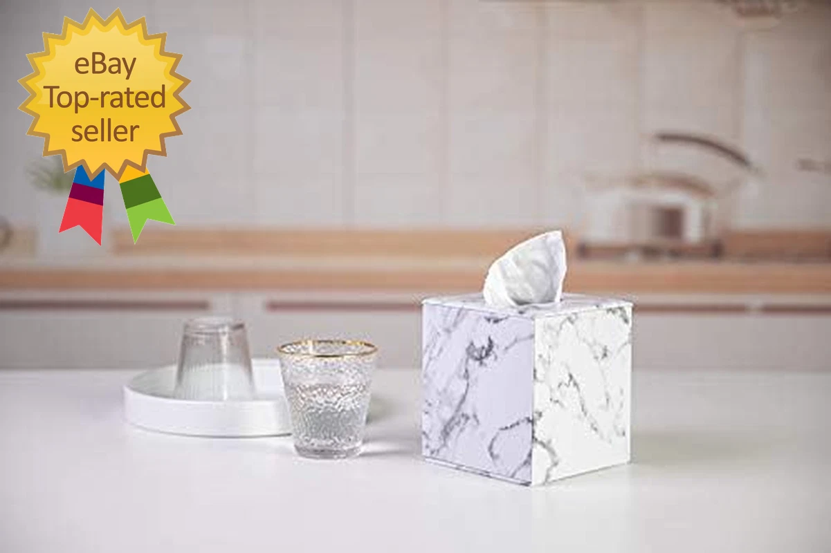 Tissue Box Cover Square Modern Marble Style Marble Stripes PU Leather | eBay