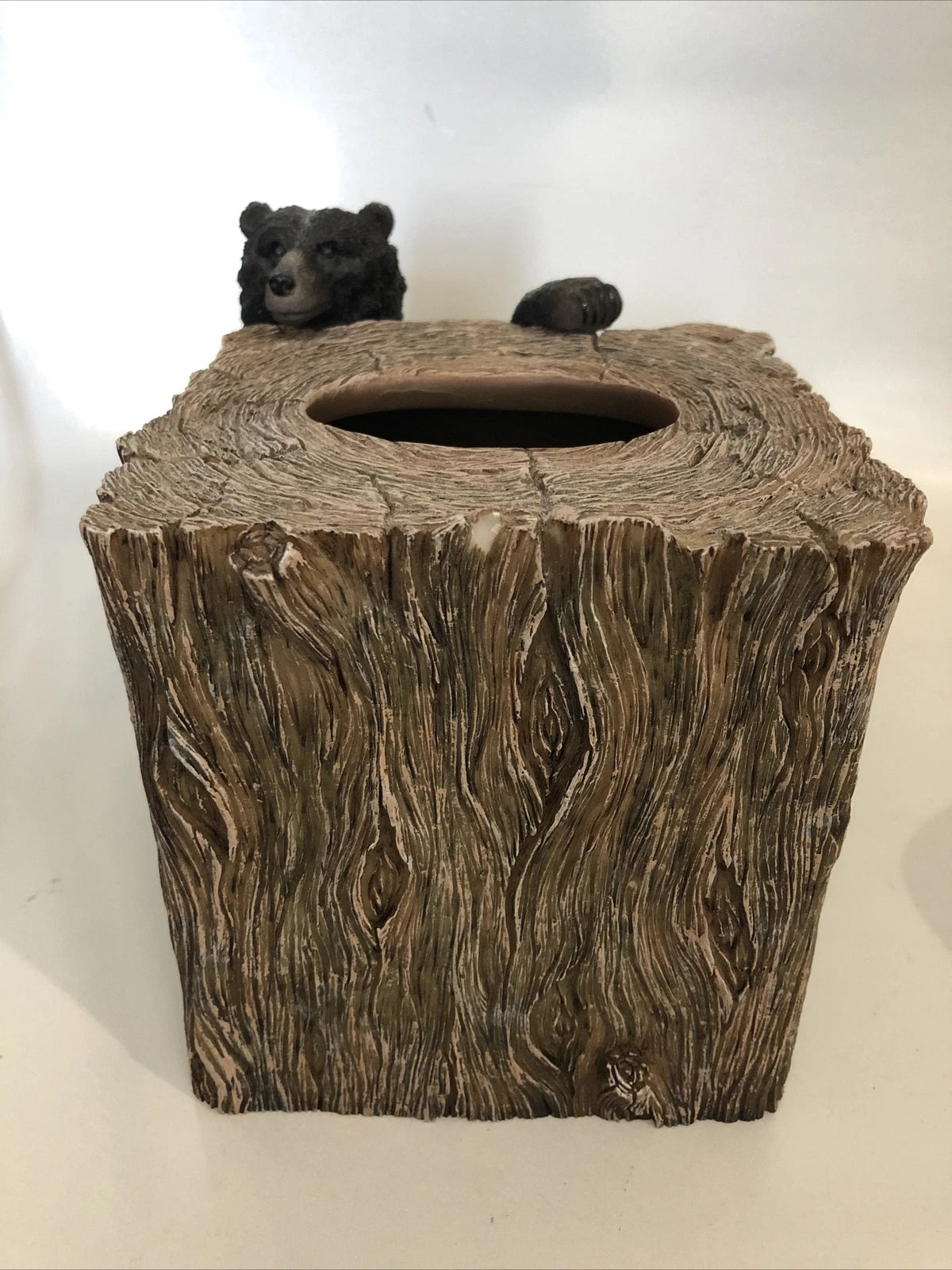 Rustic Black Bear faux bark Tissue Box Cover Cabin Cottage Cube | eBay