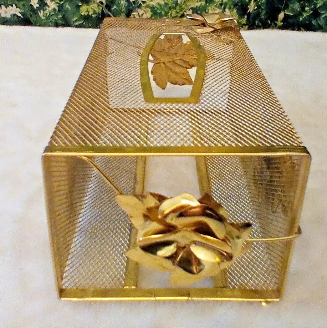 VINTAGE HOLLYWOOD REGENCY GOLD METAL FLOWERS TISSUE BOX HOLDER 10"x5" x4" | eBay