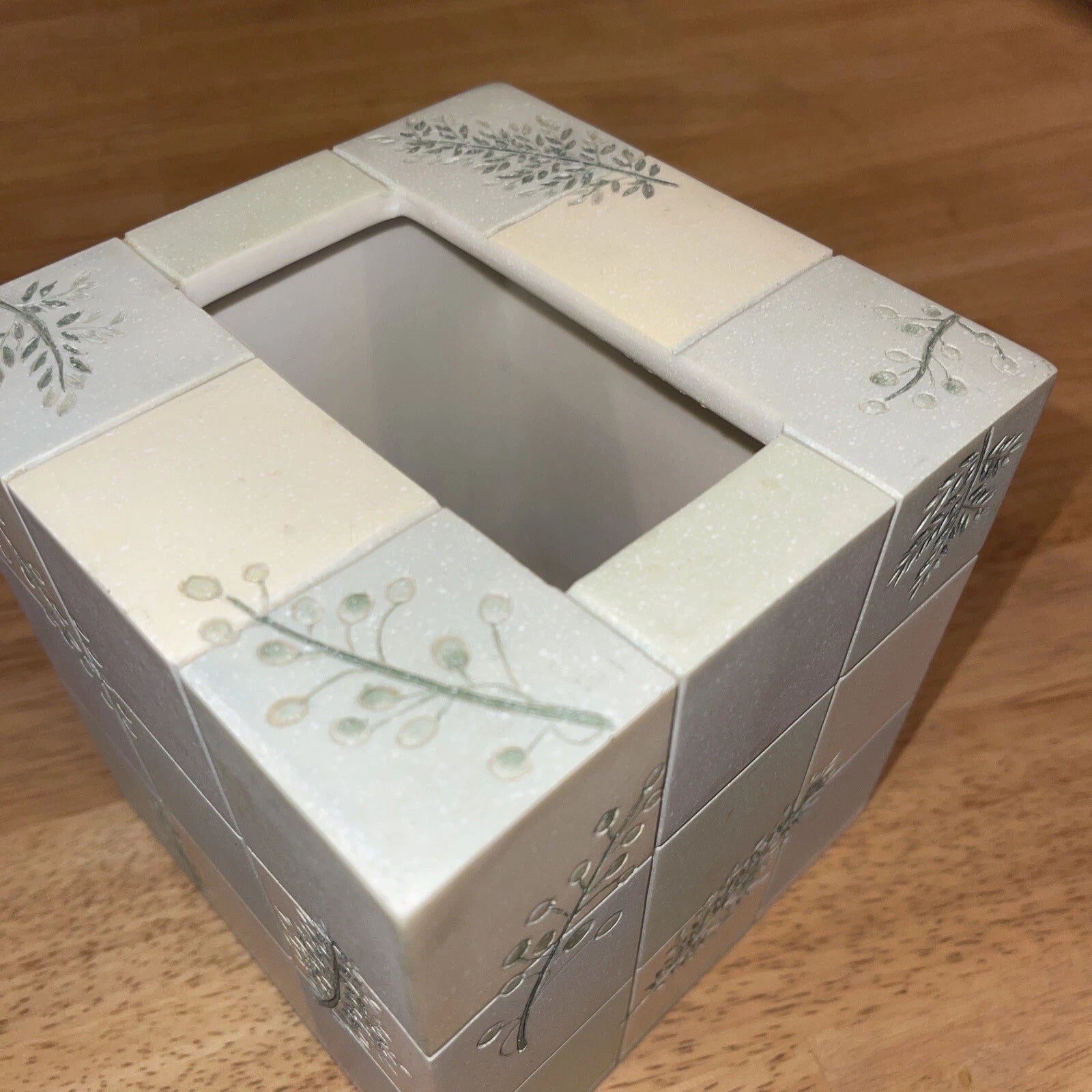 Tissue Cover Box Rainier Square Hand-Painted Foliage Pattern 6" Tall Croscill | eBay