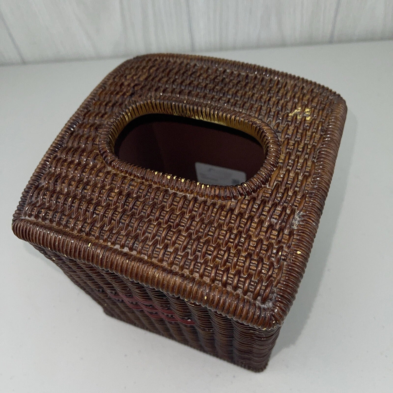 CERAMIC JC Penney Vintage Tissue Box Cover Wicker-Look | eBay