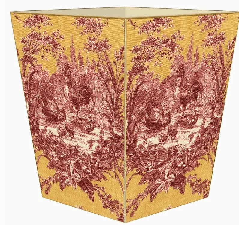 MARYE-KELLEY, 5" RED & GOLD ROOSTER FRENCH TOILE CUBED TISSUE BOX COVER, NEW | eBay