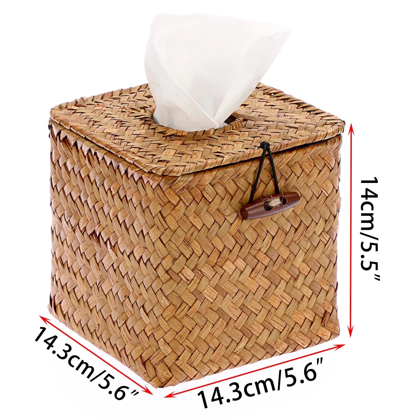 Tissue Box Cover Square Seagrass Tissue Box with Lid, Woven Tissue Box Holder... | eBay