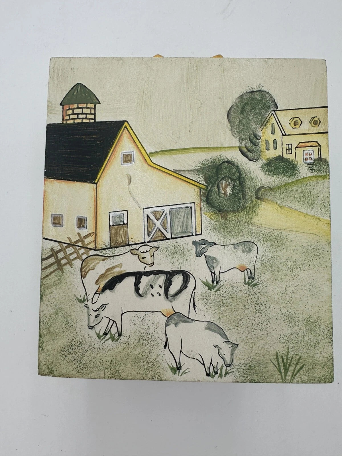Farm Scenes With Animals Tissue Storage Box Holder Wooden Cover | eBay