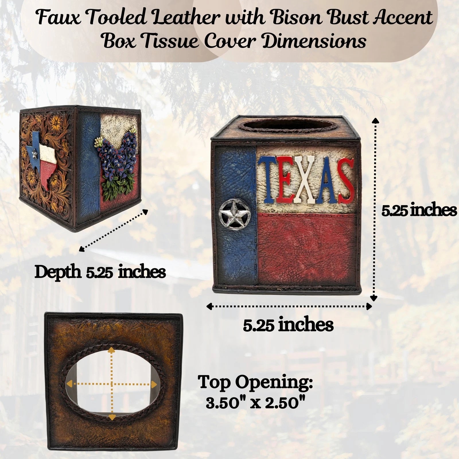 Tooled Leather Texas Tissue Box Cover – Rustic Southwestern Décor | eBay
