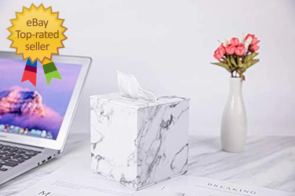Tissue Box Cover Square Modern Marble Style Marble Stripes PU Leather | eBay