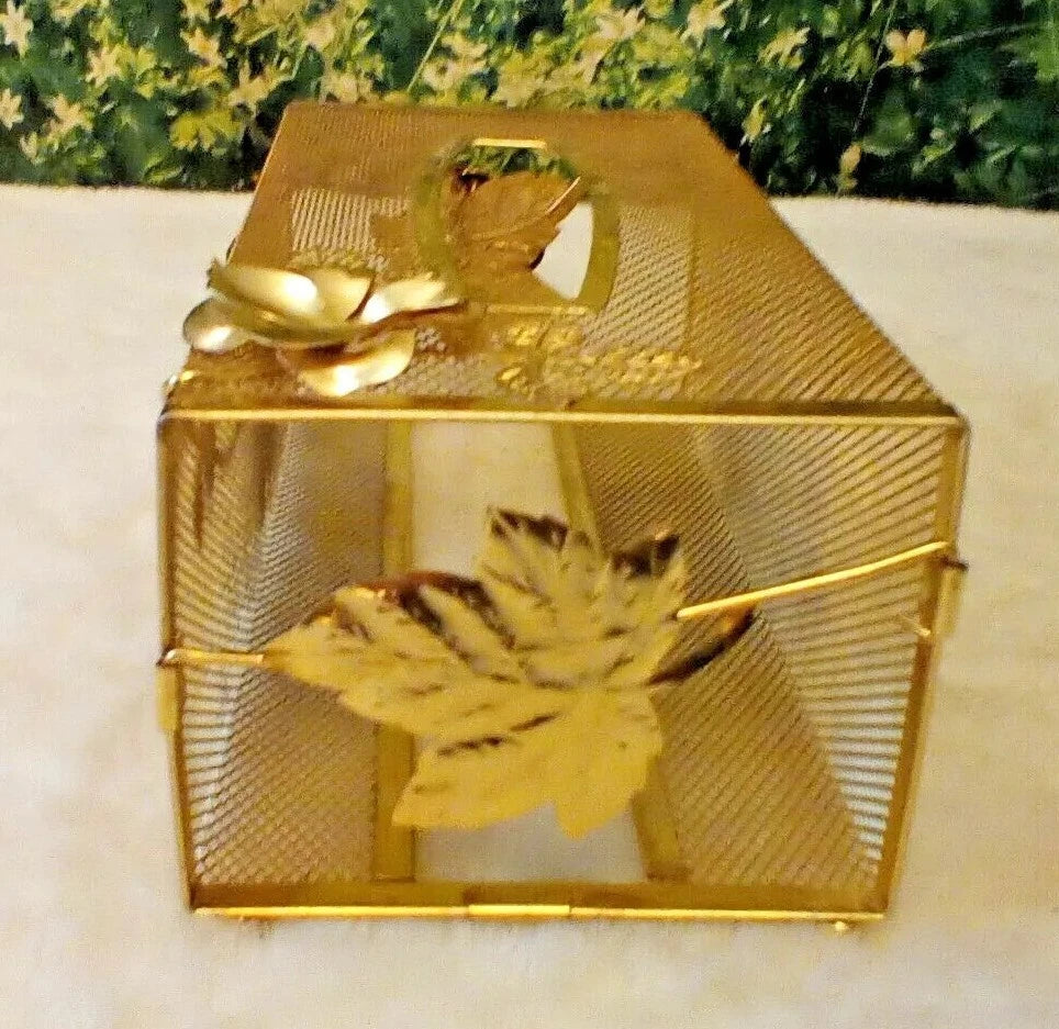 VINTAGE HOLLYWOOD REGENCY GOLD METAL FLOWERS TISSUE BOX HOLDER 10"x5" x4" | eBay