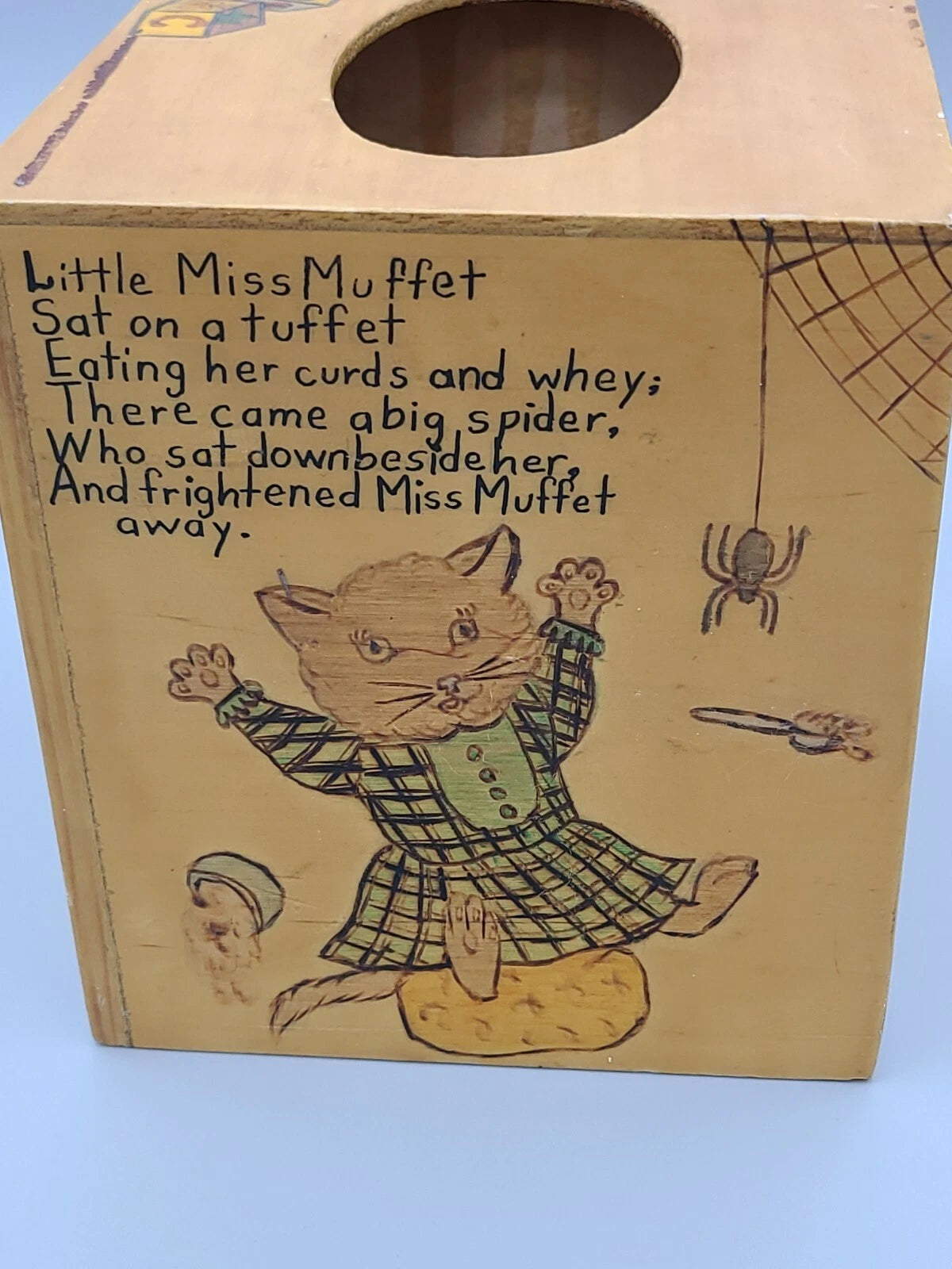 Vintage Wooden Tissue Box Holder Folk Art Handpainted 60/70s Nursery Rhymes | eBay