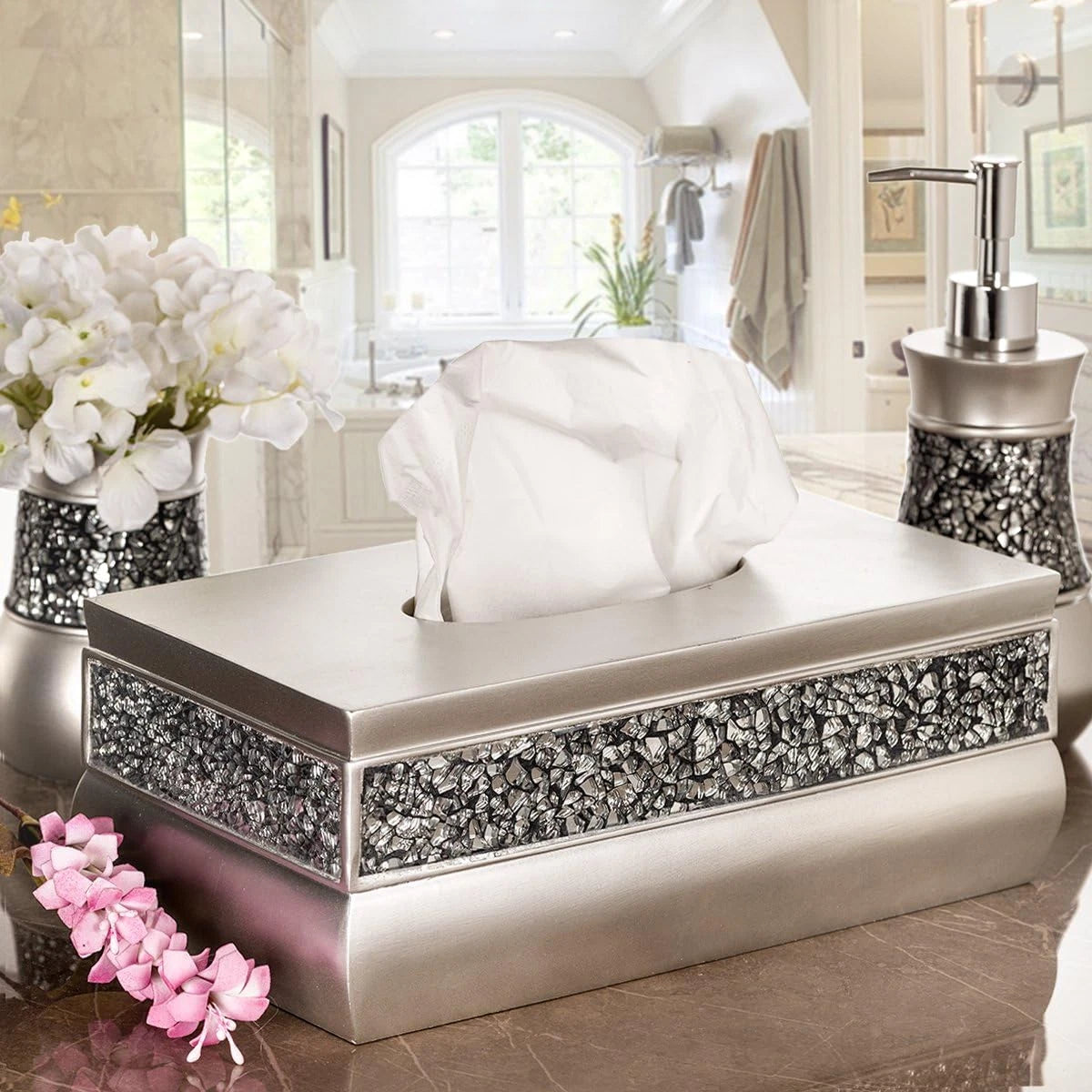 Creative Scents Silver Tissue Box Cover Rectangular - Decorative Bling Tissue Bo | eBay