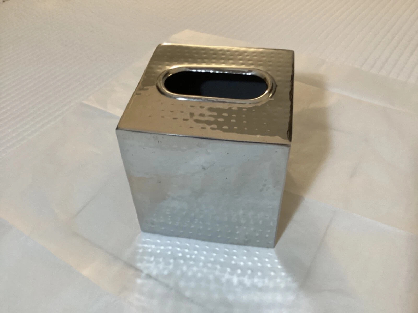 Textured Silver Metal India Boutique Tissue Box Cover EXCELLENT Condition | eBay