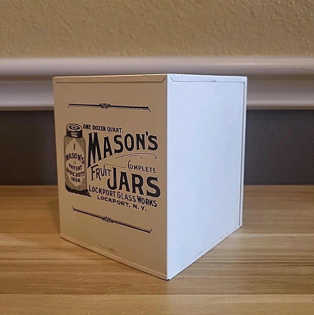 Vintage Tin Mason's Jars Logo Square Tissue Box Cover | eBay