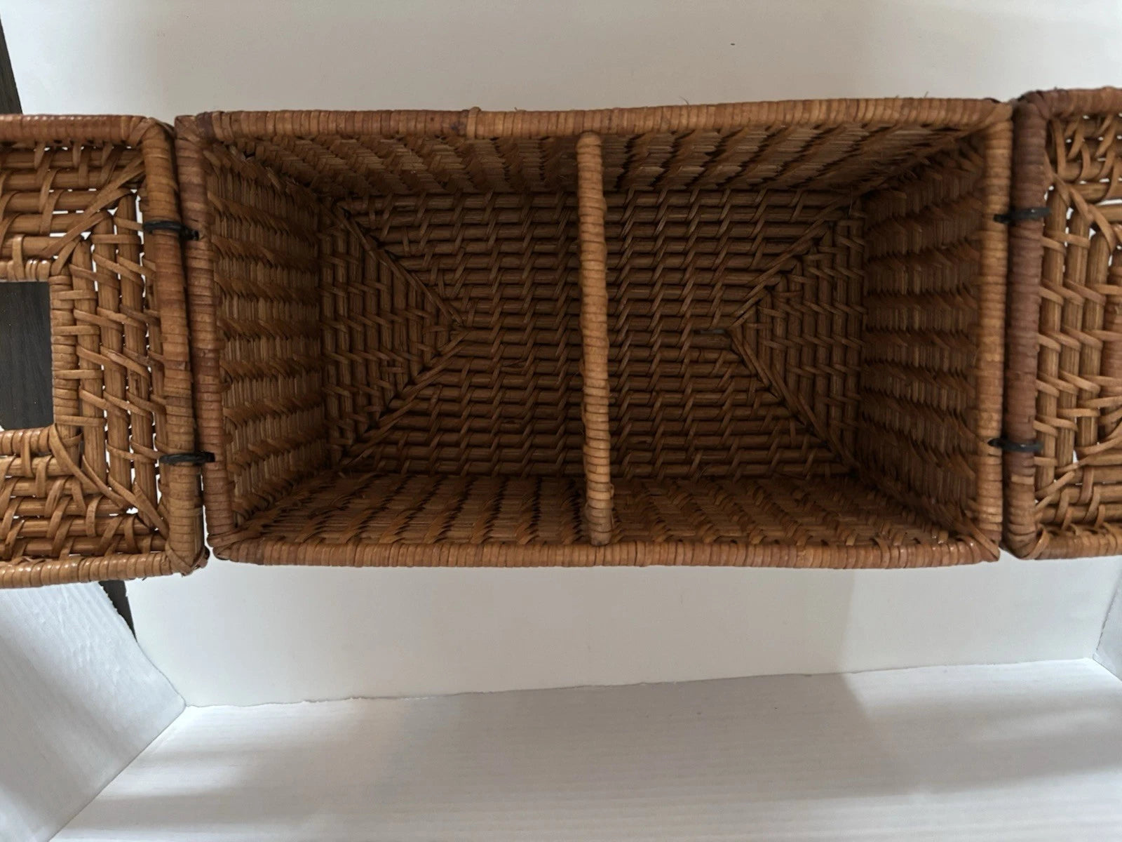 Wicker Tissue Box Double Holder Woven Rattan 6.5”T X 11”W X 6”D 2 Hinged Lids | eBay
