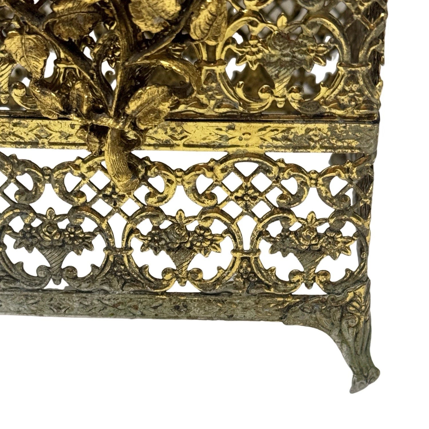 Vintage Gold Metal Cut Out Tissue Box Holder Rose Design Mid Century Modern 5.5” | eBay