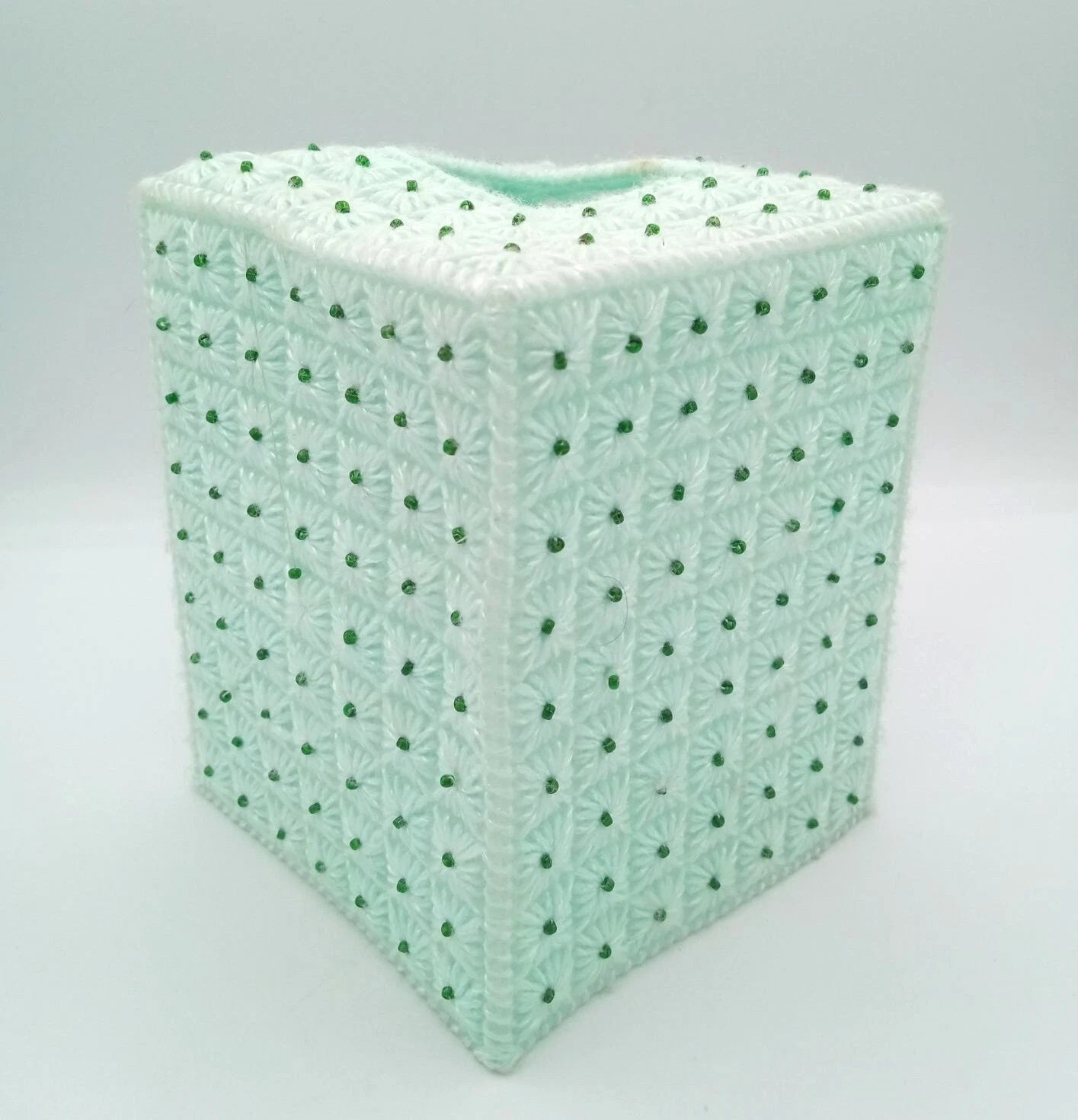 Tissue Box Cover Vintage Green Plastic Canvas Pattern 5.75 Inches Handmade | eBay