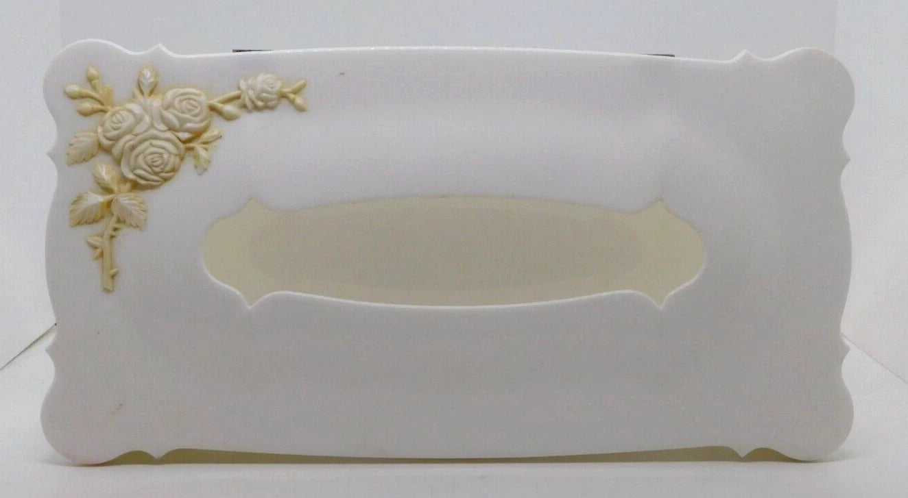 Tissue Box White Roses Schwartz Brothers Plastic MCM Vintage 2 1/4 Inches Tall | eBay