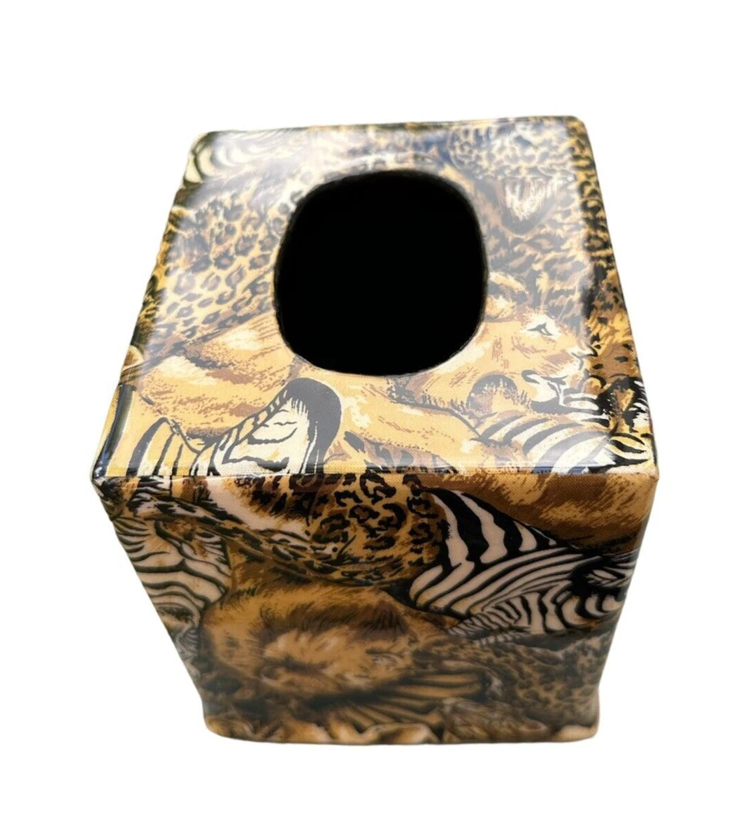 African Safari Tissue Box Cover Lions Leopard Giraffe Cheetah Design. New | eBay