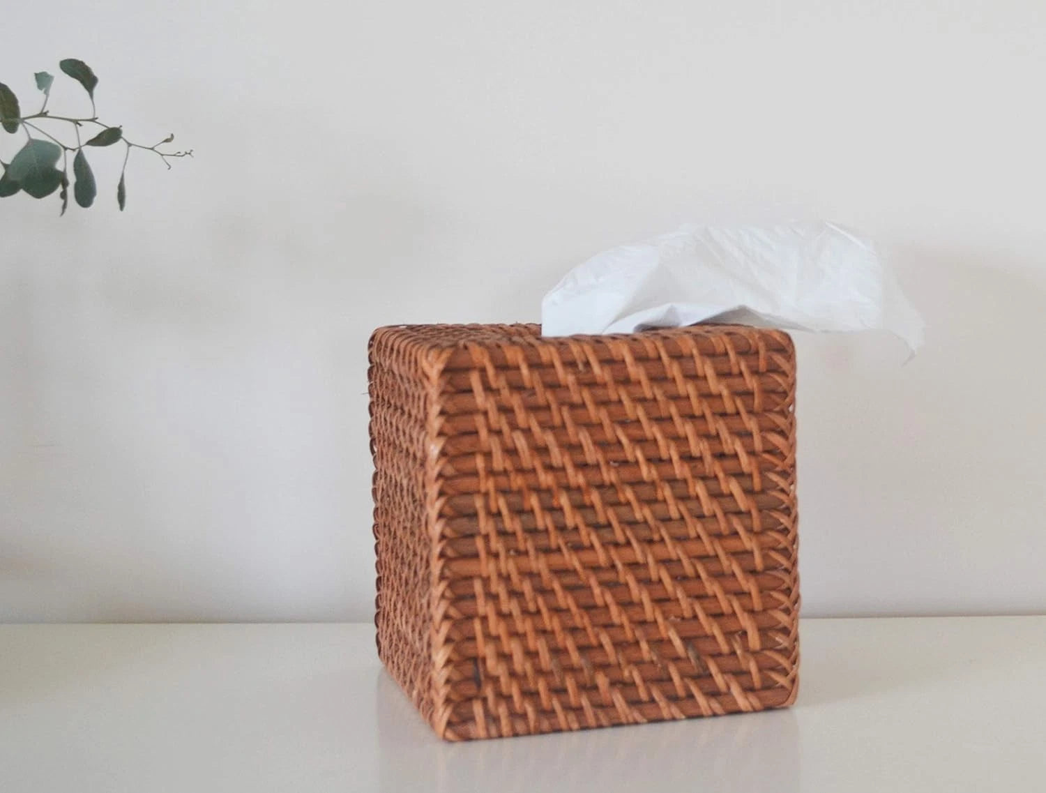 Rattan Tissue Box Cover Natural Woven Facial Napkin Holder Square | eBay