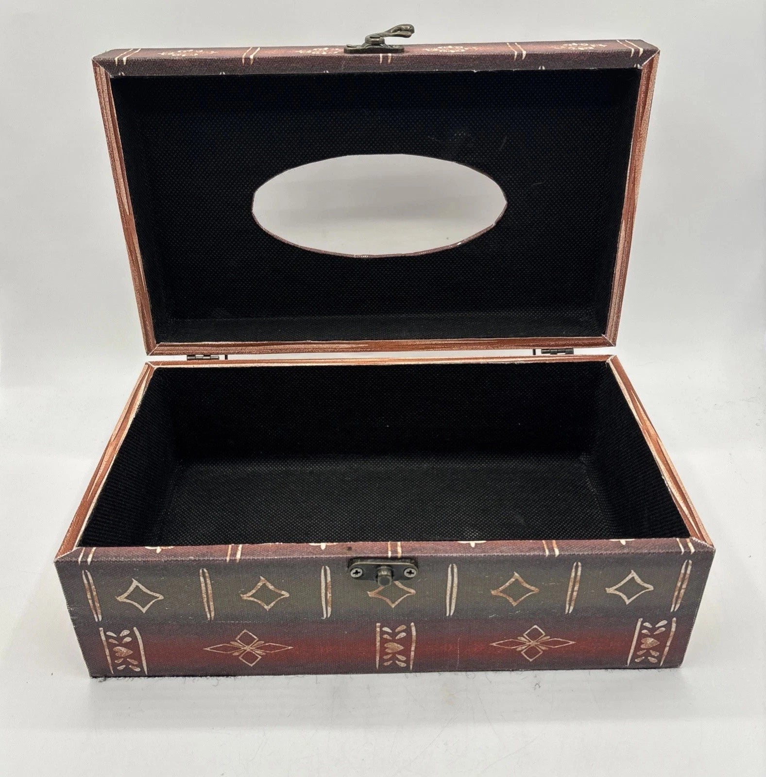 Faux Wood Book Shape Tissue Box Holder Rectangle Box With Metal Closure | eBay