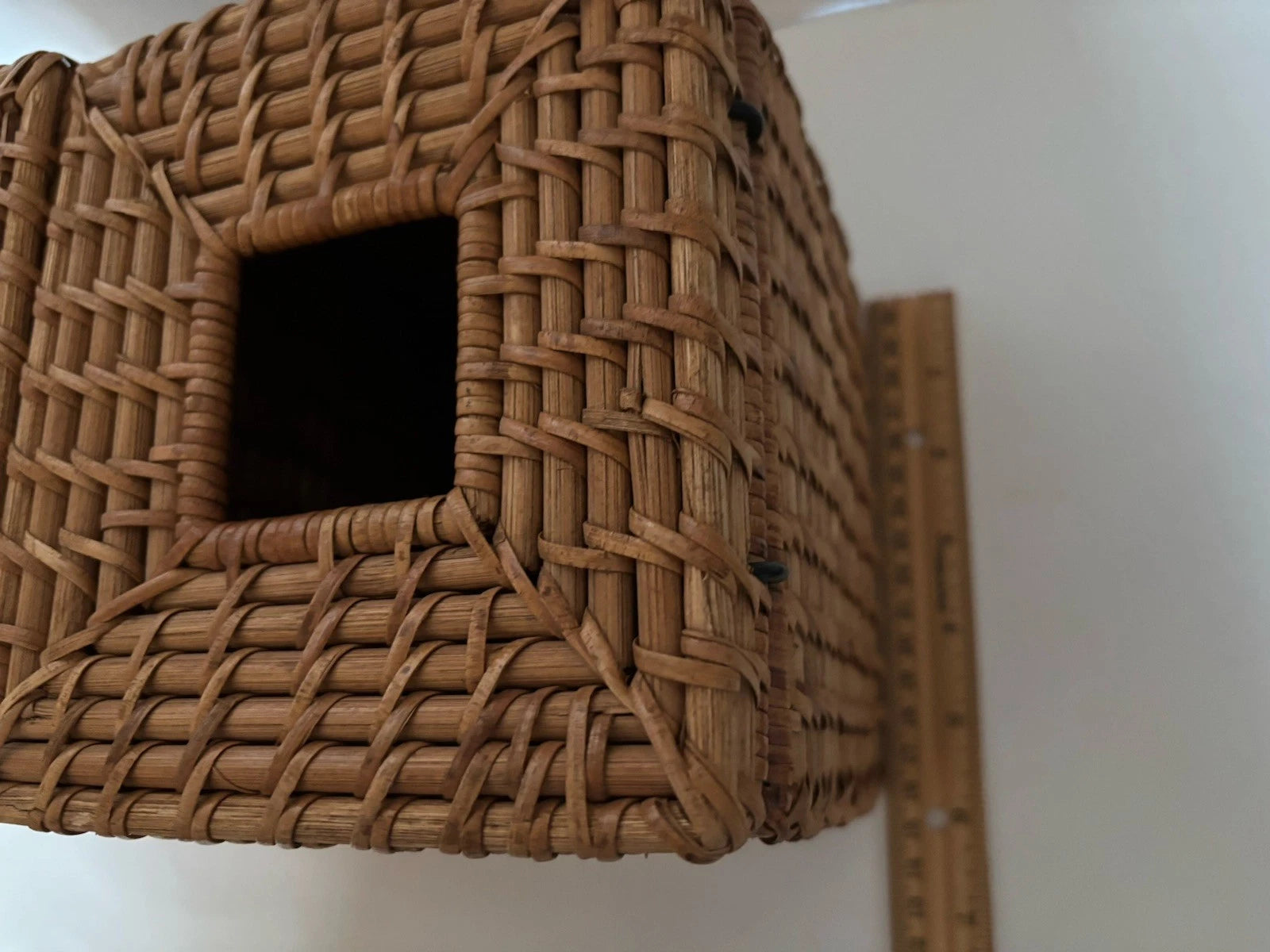 Wicker Tissue Box Double Holder Woven Rattan 6.5”T X 11”W X 6”D 2 Hinged Lids | eBay