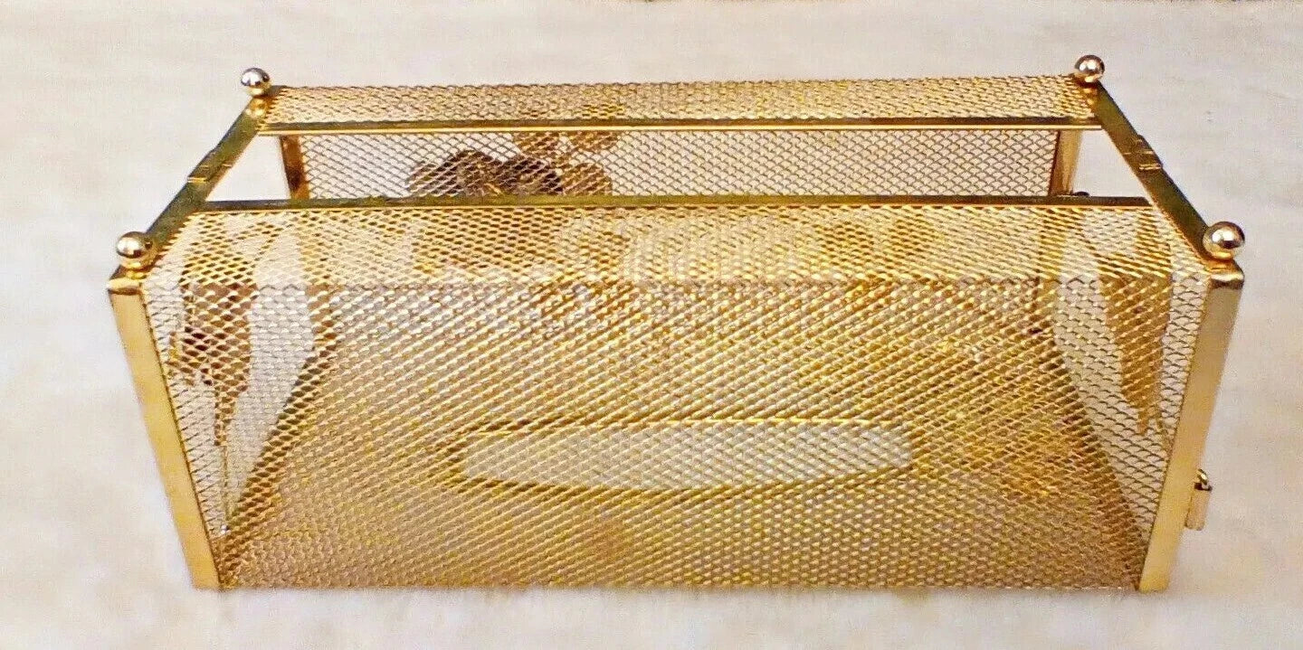 VINTAGE HOLLYWOOD REGENCY GOLD METAL FLOWERS TISSUE BOX HOLDER 10"x5" x4" | eBay