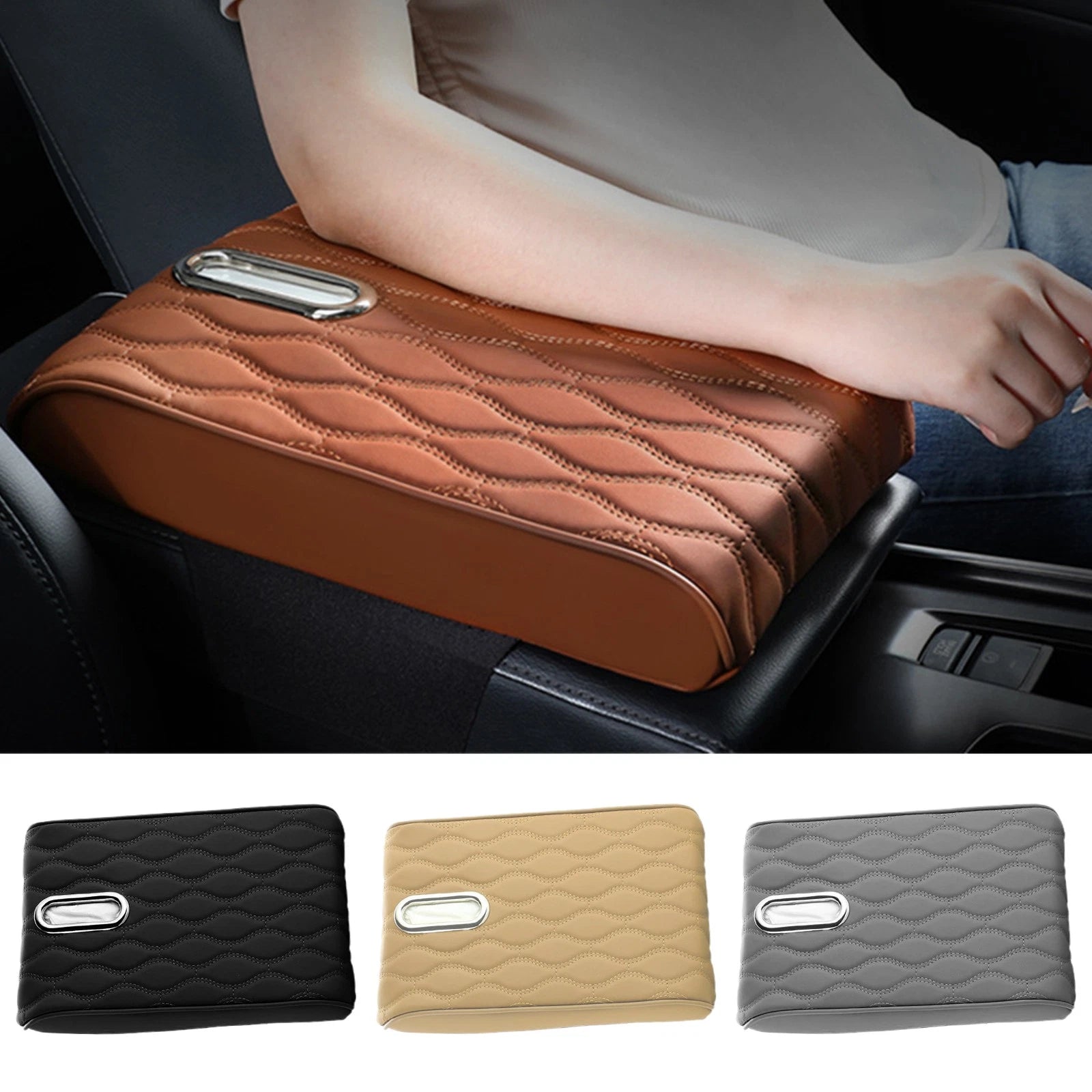 Car Armrest Cushion Raised Tissue Box Holder For Car Tissue Case Holder PU Leath | eBay
