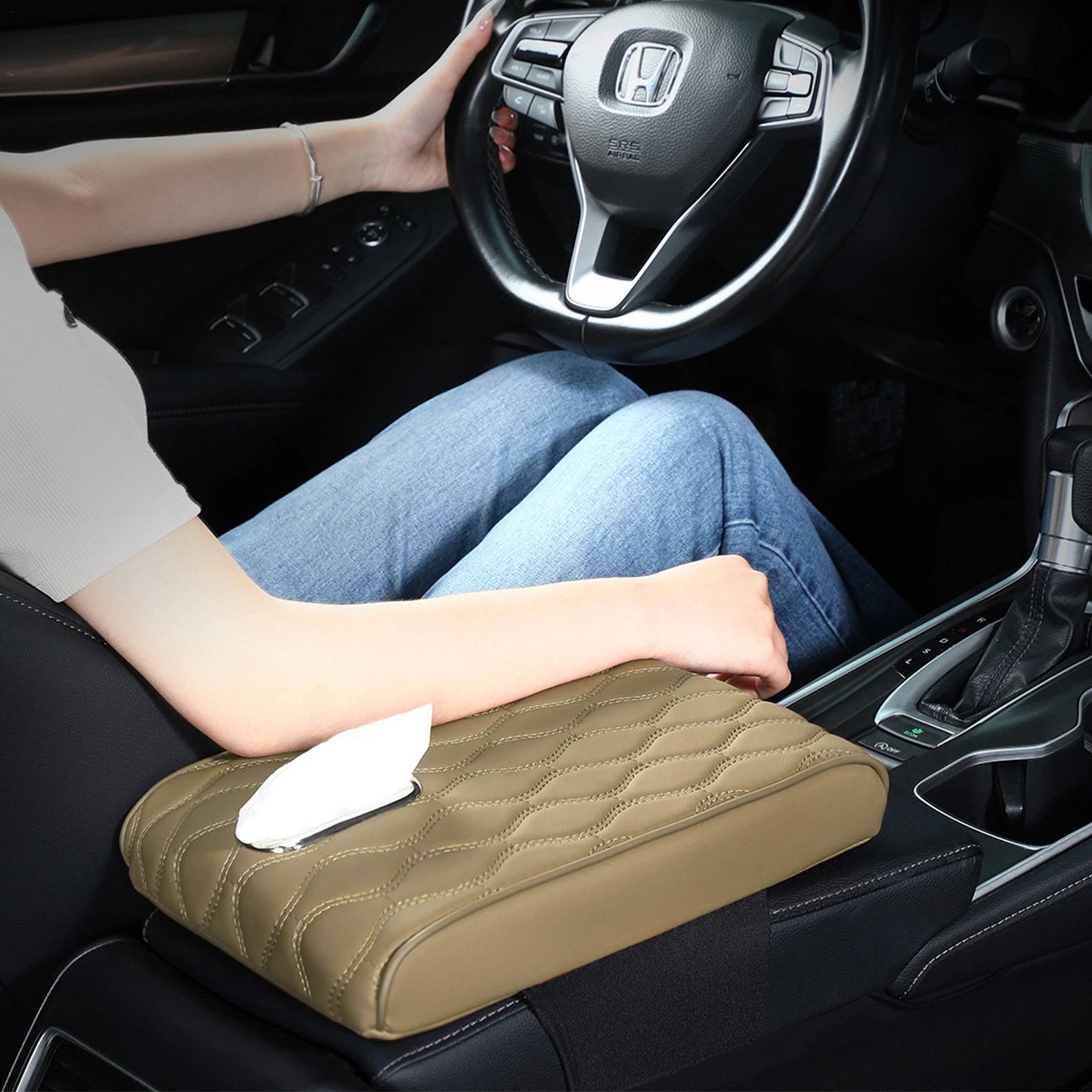 Car Armrest Cushion Raised Tissue Box Holder For Car Tissue Case Holder PU Leath | eBay